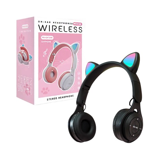 Wireless Headphones M6 Cat Ear Black